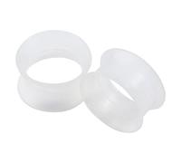 Par de túneles de silicona transparente de 16 mm, calibre doble, superfinos, suaves y flexibles, 2 unidades, Silicona, Sin gemas.