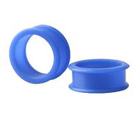 Par de túneles planos de silicona azul de 25 mm (25 mm) de doble llamarada, finos y flexibles (2 unidades), Silicona, Sin gemas.