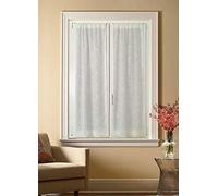 Par de visillos para Ventana y Puerta, Anchura 45-65-90 cm, Cortinas a Medida, Tela Luminette Bordadas Color Blanco, Art. Emma (B - 2 * 65x150 cm)