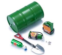 Para 1/10 Tambor Aceite Para Mini Pala Para Extintor Incendios Botella Nitrógeno 5 Uds RC Coche Decoraciones Set RC Crawler Herramientas RC Reemplazos Repuestos(Green)