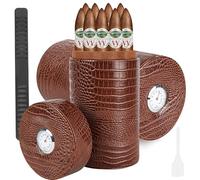 para 5-30 puros, humidor de cigarros de madera de cedro forrado humidor viaje funda para puros con higrómetro exterior, forrado de cuero portátil humidor de cigarros con tiras de humidificación, juego
