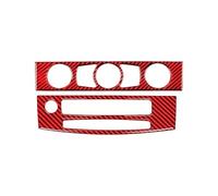 Para 5 Para Serie E60 2004-2010 Aire Acondicionado Coche CD Panel Control Cubierta Embellecedora Marco Pegatinas Interior Fibra Carbono Molduras Interiores Coche(Style D(Red))
