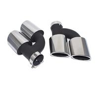 Para A4 A5 A6 A7 Hasta S4 S5 S6 S7 2 Unids/set Doble Salida De Acero Inoxidable Tubo De Escape Trasero Silenciador Punta 60mm Boquilla(Plata)