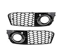 Para A4 B8 RS4 2009 2010 2011 2012 Rejilla Delantera Malla Tipo Panal Y Cubierta Faros Antiniebla 8KD807682 8KD807681(Plata,Honeycomb)
