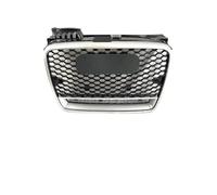 Para A4 Para B7 04-08 Marco Cromado Estilo RS4 Rejillas Delanteras Carreras Malla Todo Negro Brillante Rejilla Parachoques Estilo(RS4-Silver Frame)