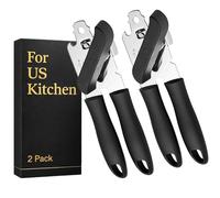 Para abrelatas OXO, paquete de 2 abrelatas manuales con corte de borde suave, acero inoxidable resistente, perilla de fácil giro y asas de agarre suave, abrelatas para personas mayores