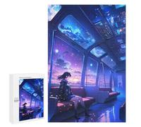 para Adultos 1000 PCS Rompecabezas Anime Girl on A Starry Train Rompecabezas para Adultos, Divertidos Y con Humor para Cumpleaños, Navidad, 1000 PCS