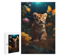 para Adultos 1000 PCS Rompecabezas Baby Tiger in A Garden of Flowers Rompecabezas para Adultos Juego Familiar Corte De Precisión Cumpleaños Y Navidad 1000 PCS