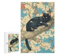 para Adultos 1000 PCS Rompecabezas Black Cat Sakura Tree Rompecabezas para Adolescentes Juego Práctico Decoración del Hogar Juego Desafiante Regalos 1000 PCS