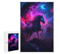 para Adultos 1000 PCS Rompecabezas Black Unicorn in Nebula Rompecabezas para Adultos Juegos Relajantes para La Diversión Familiar Juego Desafiante Regalos 1000 PCS