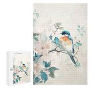 para Adultos 1000 PCS Rompecabezas Bluebird on Branch with Flowers Rompecabezas para Adultos Juego Familiar Corte De Precisión Cumpleaños Y Navidad 1000 PCS