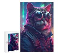 para Adultos 1000 PCS Rompecabezas Cat Glasses Jacket City Rompecabezas para Adolescentes Juego Práctico Decoración del Hogar Juego Desafiante Regalos 1000 PCS
