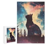 para Adultos 1000 PCS Rompecabezas Cat in The Galaxy Rompecabezas para Adultos Juego Familiar Corte De Precisión Cumpleaños Y Navidad 1000 PCS