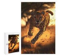 para Adultos 1000 PCS Rompecabezas Cheetah Running at Sunset Rompecabezas para Adolescentes Juego Práctico Decoración del Hogar Juego Desafiante Regalos 1000 PCS