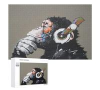 para Adultos 1000 PCS Rompecabezas Chimp with Headphones Art Print Rompecabezas para Adultos Juego De Ingenio Regalos para Mujeres Diversión En Casa Actividades, 1000 PCS
