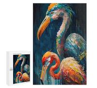 para Adultos 1000 PCS Rompecabezas Colored Flamingo Duo Rompecabezas para Adolescentes Juego Práctico Decoración del Hogar Juego Desafiante Regalos 1000 PCS