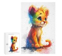 para Adultos 1000 PCS Rompecabezas Colorful Baby Lion Rompecabezas para Adultos Juegos Relajantes para La Diversión Familiar Juego Desafiante Regalos 1000 PCS