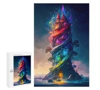 para Adultos 1000 PCS Rompecabezas Colorful Castle The Glass Rompecabezas para Adolescentes Juego Práctico Decoración del Hogar Juego Desafiante Regalos 1000 PCS