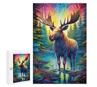 para Adultos 1000 PCS Rompecabezas Colorful Moose in Fantasy Forest Rompecabezas para Adultos Juego De Ingenio Regalos para Mujeres Diversión En Casa Actividades, 1000 PCS