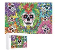 para Adultos 1000 PCS Rompecabezas Colorful Sugar Skulls Art Print Rompecabezas para Adultos Juego De Ingenio Regalos para Mujeres Diversión En Casa Actividades, 1000 PCS