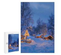 para Adultos 1000 PCS Rompecabezas Cozy Winter Cabin Village Rompecabezas para Adultos Juegos Relajantes para La Diversión Familiar Juego Desafiante Regalos 1000 PCS