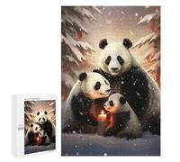 para Adultos 1000 PCS Rompecabezas Cute Panda Family Xmas Rompecabezas para Adultos Juego Familiar Corte De Precisión Cumpleaños Y Navidad 1000 PCS