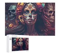 para Adultos 1000 PCS Rompecabezas Day of The Dead Celebration Rompecabezas para Adultos Juego De Ingenio Regalos para Mujeres Diversión En Casa Actividades, 1000 PCS
