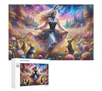 para Adultos 1000 PCS Rompecabezas Fantasy Garden with Bunny Queen Rompecabezas para Adultos Juego De Ingenio Regalos para Mujeres Diversión En Casa Actividades, 1000 PCS