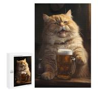 para Adultos 1000 PCS Rompecabezas Fat Cat Happy Beer Bar Pub Rompecabezas para Adultos Juegos Relajantes para La Diversión Familiar Juego Desafiante Regalos 1000 PCS