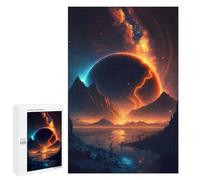 para Adultos 1000 PCS Rompecabezas Fiery Planet Rising Rompecabezas para Adultos Juego Familiar Corte De Precisión Cumpleaños Y Navidad 1000 PCS