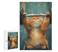 para Adultos 1000 PCS Rompecabezas Fitness Tabby Cat Fat Gym Rompecabezas para Adultos Juegos Relajantes para La Diversión Familiar Juego Desafiante Regalos 1000 PCS