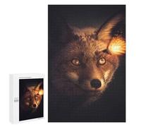para Adultos 1000 PCS Rompecabezas Fox and Glowing Butterfly Rompecabezas para Adolescentes Juego Práctico Decoración del Hogar Juego Desafiante Regalos 1000 PCS