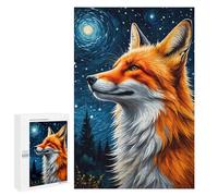 para Adultos 1000 PCS Rompecabezas Fox Kitsune Starry Night Rompecabezas para Adultos Juguetes Antiestrés Difícil Difícil Actividades Divertidas En Casa 1000 PCS