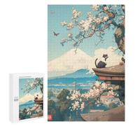 para Adultos 1000 PCS Rompecabezas Fuji Mount Cat Japanese Rompecabezas para Adultos Juego Familiar Corte De Precisión Cumpleaños Y Navidad 1000 PCS