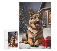 para Adultos 1000 PCS Rompecabezas German Shepherd Xmas Dog Rompecabezas para Adultos Juegos Relajantes para La Diversión Familiar Juego Desafiante Regalos 1000 PCS