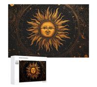 para Adultos 1000 PCS Rompecabezas Golden Celestial Sun Artwork Rompecabezas para Adultos Juego De Ingenio Regalos para Mujeres Diversión En Casa Actividades, 1000 PCS