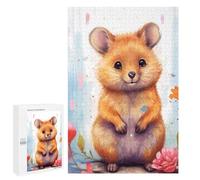 para Adultos 1000 PCS Rompecabezas Golden Hamster in Flowers -2 Rompecabezas para Adultos Juegos Relajantes para La Diversión Familiar Juego Desafiante Regalos 1000 PCS