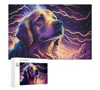para Adultos 1000 PCS Rompecabezas Golden Retriever in Thunderstorm Rompecabezas para Adultos Juguetes Antiestrés Difícil Difícil Actividades Divertidas En Casa 1000 PCS