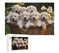 para Adultos 1000 PCS Rompecabezas Golden Retriever Puppies in Basket Rompecabezas para Adultos Juguetes Antiestrés Aliviador del Estrés Juego Desafiante Regalos 1000 PCS