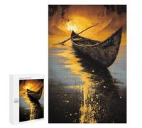para Adultos 1000 PCS Rompecabezas Golden Sunset Canoe Reflections Rompecabezas para Adultos Juego Familiar Corte De Precisión Actividades Divertidas En Casa 1000 PCS