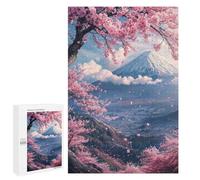 para Adultos 1000 PCS Rompecabezas Japan Mount Fuji Sakura V2 Rompecabezas para Adultos Juegos Relajantes para La Diversión Familiar Juego Desafiante Regalos 1000 PCS