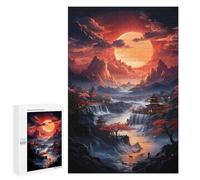 para Adultos 1000 PCS Rompecabezas Japanese Waterfall Village Rompecabezas para Adolescentes Juego Práctico Decoración del Hogar Juego Desafiante Regalos 1000 PCS