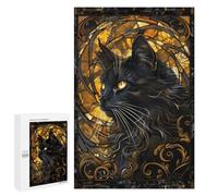 para Adultos 1000 PCS Rompecabezas Kintsugi Black Cat Rompecabezas para Adolescentes Juego Práctico Decoración del Hogar Juego Desafiante Regalos 1000 PCS