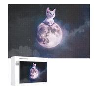 para Adultos 1000 PCS Rompecabezas Kitten on The Moon Rompecabezas para Adultos Juego De Ingenio Regalos para Mujeres Diversión En Casa Actividades, 1000 PCS