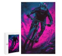 para Adultos 1000 PCS Rompecabezas Mountain Biker in Neon Glow Rompecabezas para Adultos Juegos Relajantes para La Diversión Familiar Juego Desafiante Regalos 1000 PCS