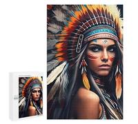para Adultos 1000 PCS Rompecabezas Native American Headdress Artwork Rompecabezas para Adultos Juguetes Antiestrés Aliviador del Estrés Juego Desafiante Regalos 1000 PCS