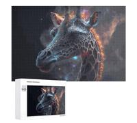 para Adultos 1000 PCS Rompecabezas Neon Giraffe A Digital Art Masterpiece Rompecabezas para Adultos Juguetes Antiestrés Aliviador del Estrés Juego Desafiante Regalos 1000 PCS