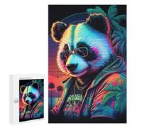 para Adultos 1000 PCS Rompecabezas Neon Panda Sunset Rompecabezas para Adultos Juego De Ingenio Regalos para Mujeres Diversión En Casa Actividades, 1000 PCS