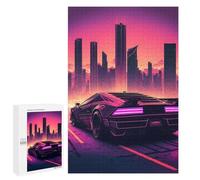 para Adultos 1000 PCS Rompecabezas Neon Retro Sports Car Rompecabezas para Adultos Juego Familiar Corte De Precisión Cumpleaños Y Navidad 1000 PCS