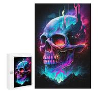 para Adultos 1000 PCS Rompecabezas Neon Skull Fantasy Artwork Rompecabezas para Adolescentes Juego Práctico Decoración del Hogar Juego Desafiante Regalos 1000 PCS